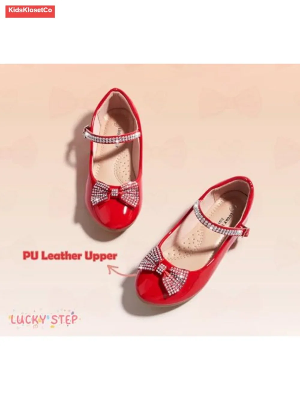 Girls Sparkling Rhinestone Bow Mary Jane Flats, Adjustable Buckle, Non-Slip,